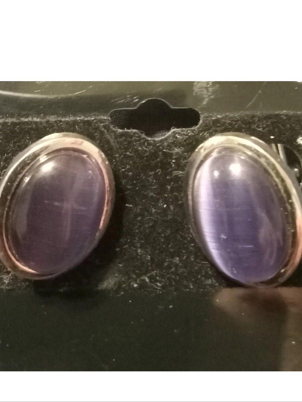 Elegant Oval Purple Cat's Eye 1960s Cufflinks